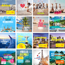 Pack Canva Agência de Turismo Templates Editáveis 35 Artes + Bônus