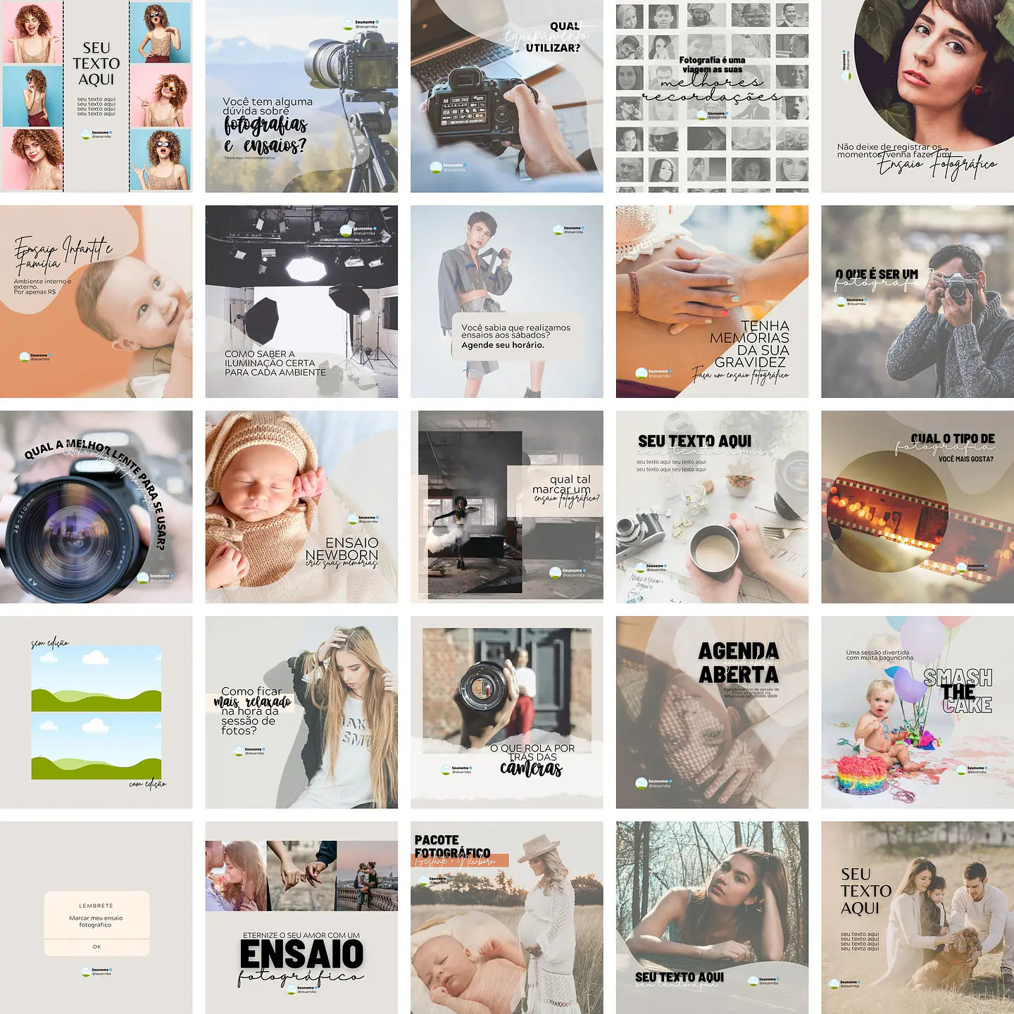 Pack Canva Fotografos Templates Editáveis 25 Artes + Bônus 1