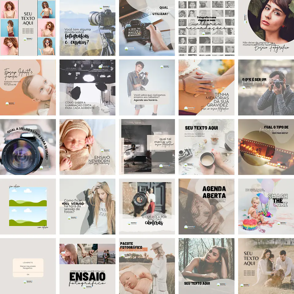 Pack Canva Fotografos Templates Editáveis 25 Artes + Bônus 1