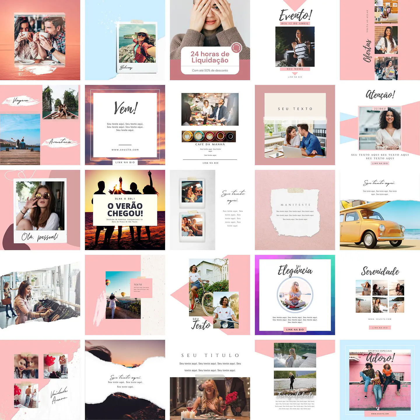 Pack Canva Feed Post Instagram 2.0 Templates Editáveis 100 Artes + Bônus 3