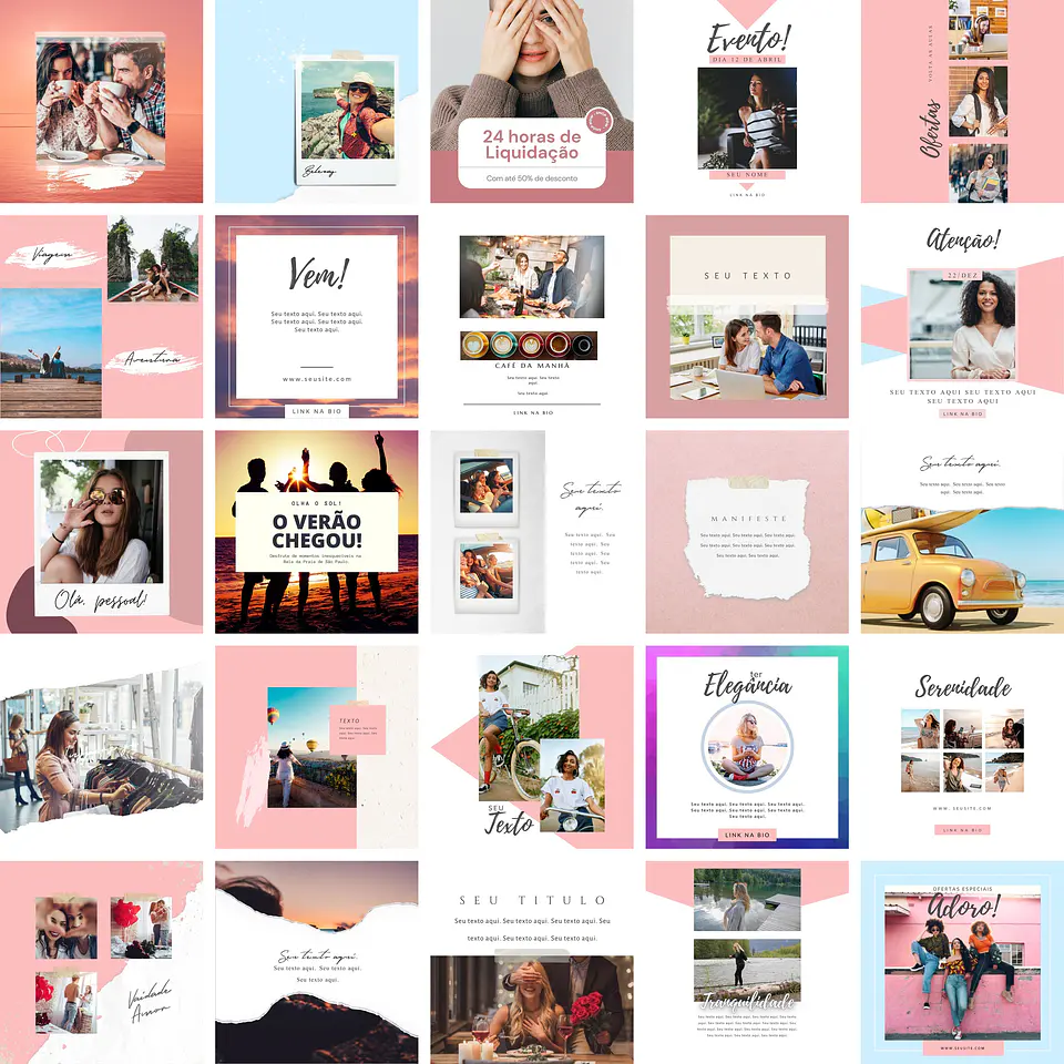 Pack Canva Feed Post Instagram 2.0 Templates Editáveis 100 Artes + Bônus 3