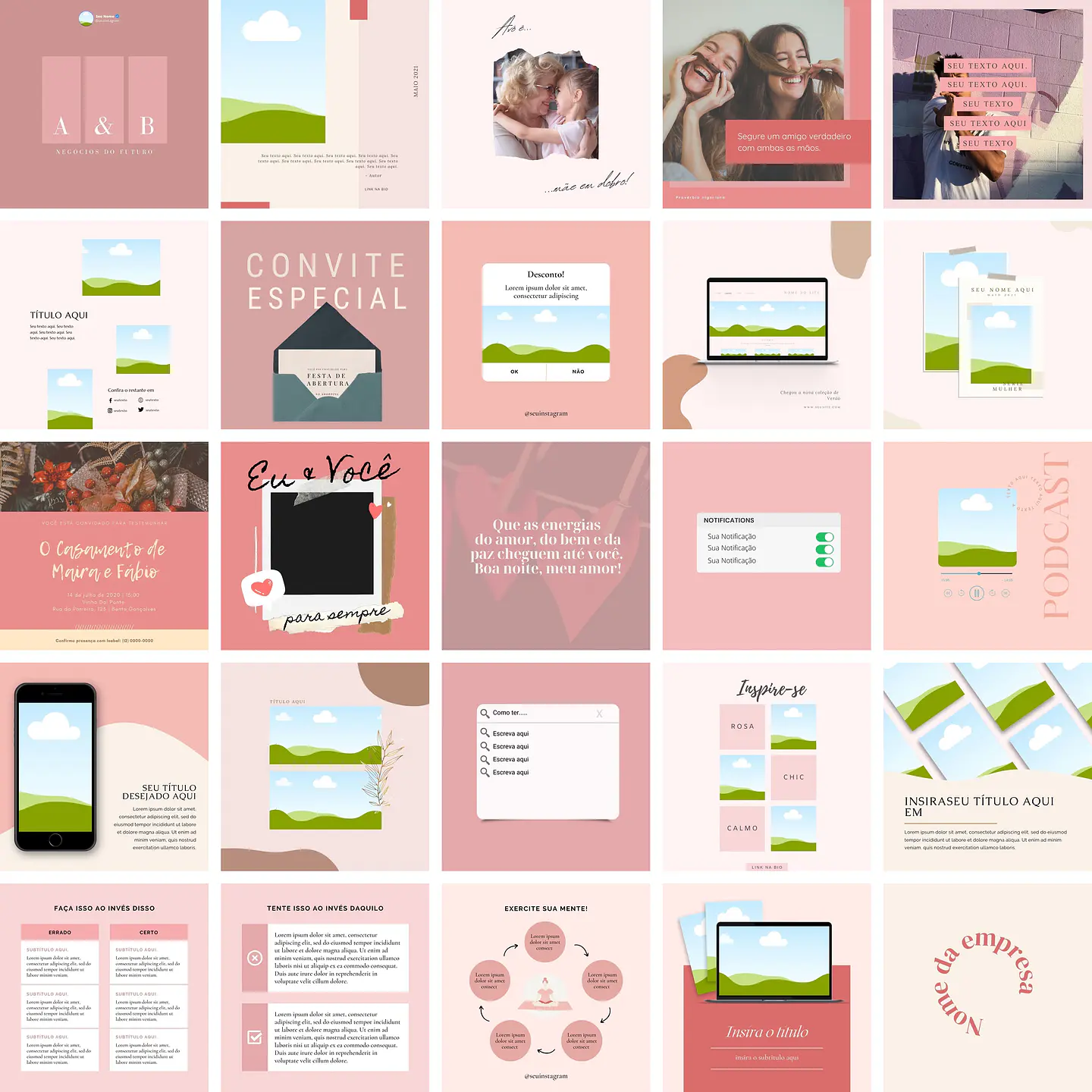Pack Canva Feed Post Instagram 3.0 Templates Editáveis 100 Artes + Bônus 3