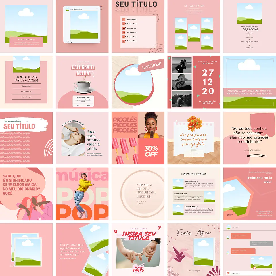 Pack Canva Feed Post Instagram 3.0 Templates Editáveis 100 Artes + Bônus 4