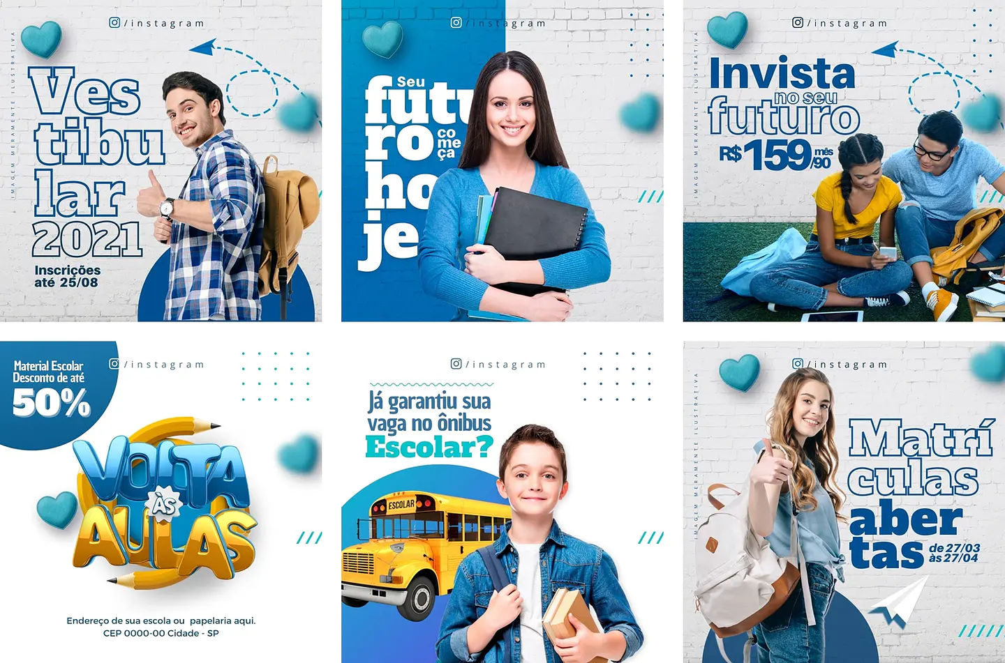 Pack Canva Escola Volta As Aulas Templates Editáveis 6 Artes + Bônus 1