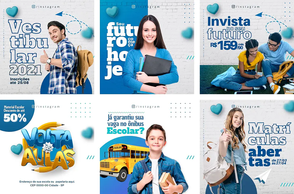 Pack Canva Escola Volta As Aulas Templates Editáveis 6 Artes + Bônus 1
