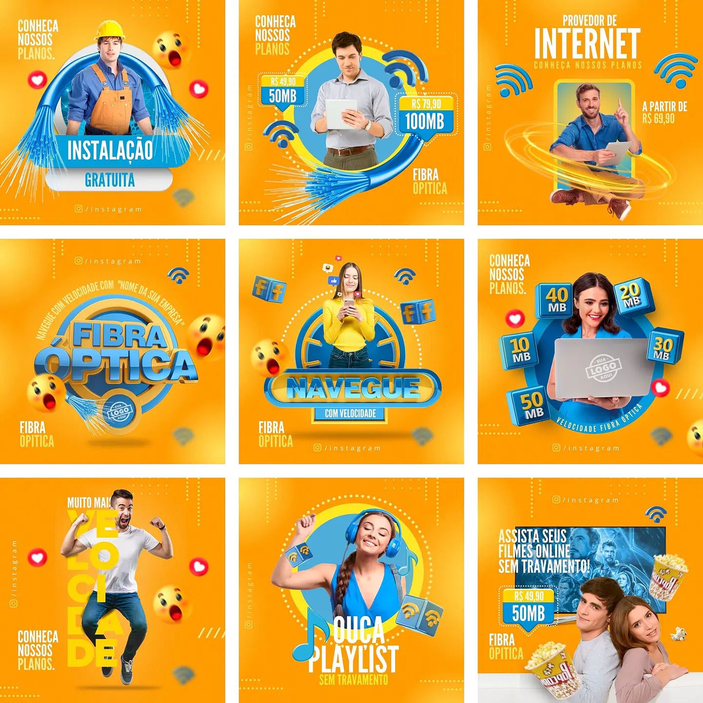 Pack Canva Provedor de Internet Templates Editáveis 10 Artes + Bônus 1