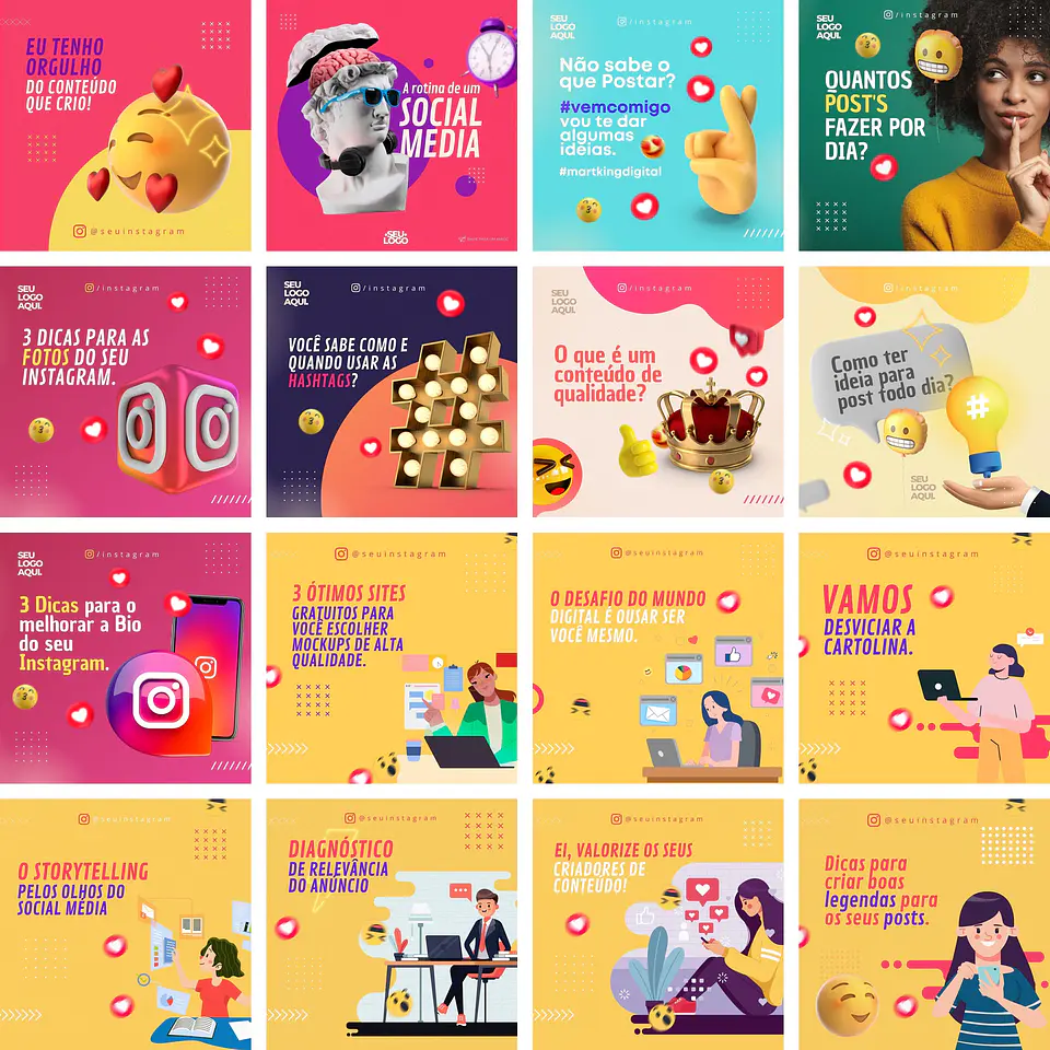 Pack Canva Social Media Marketing Digital Templates Editáveis 40 Artes + Bônus 1
