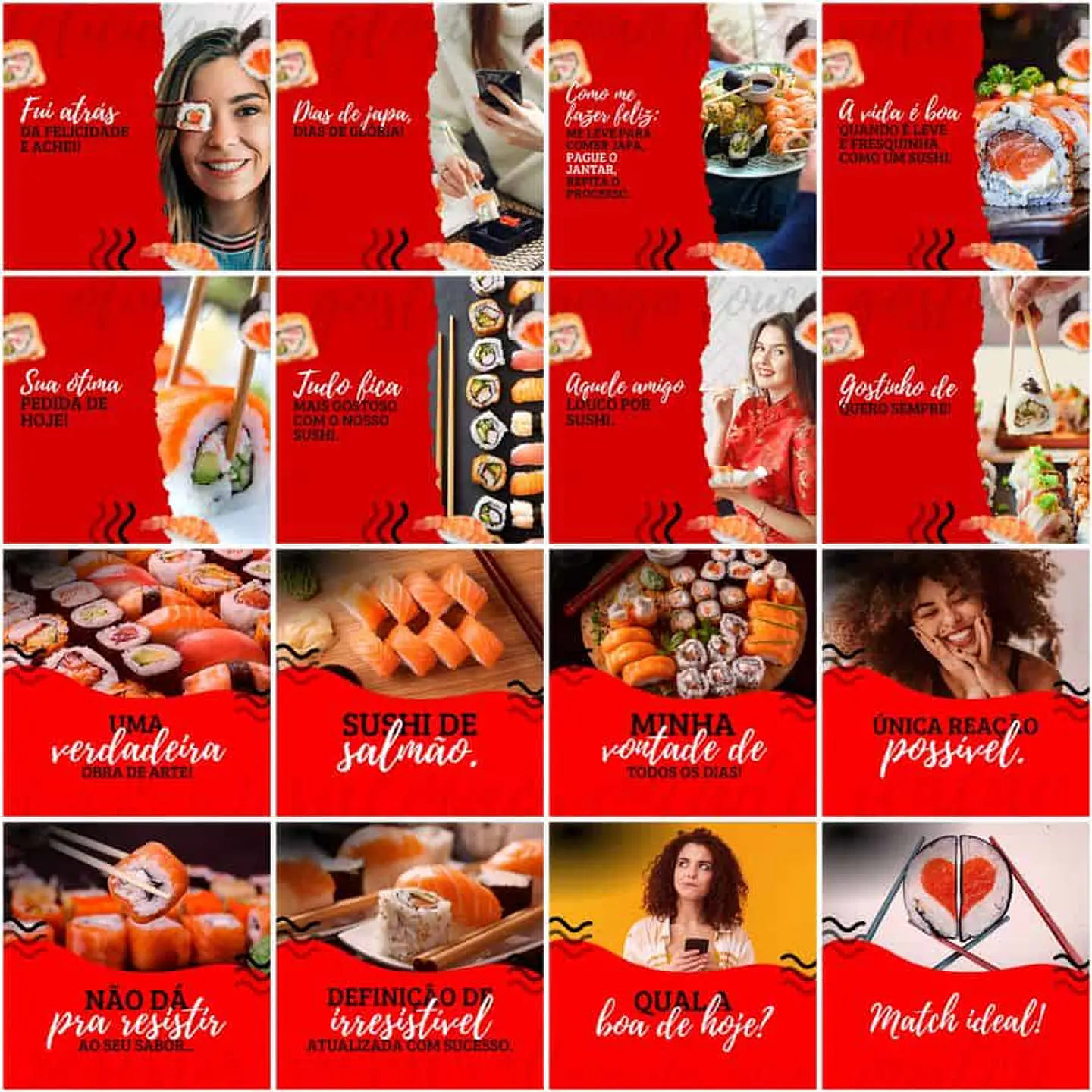 Pack Canva Sushi Templates Editáveis 200 Artes + Legendas 2