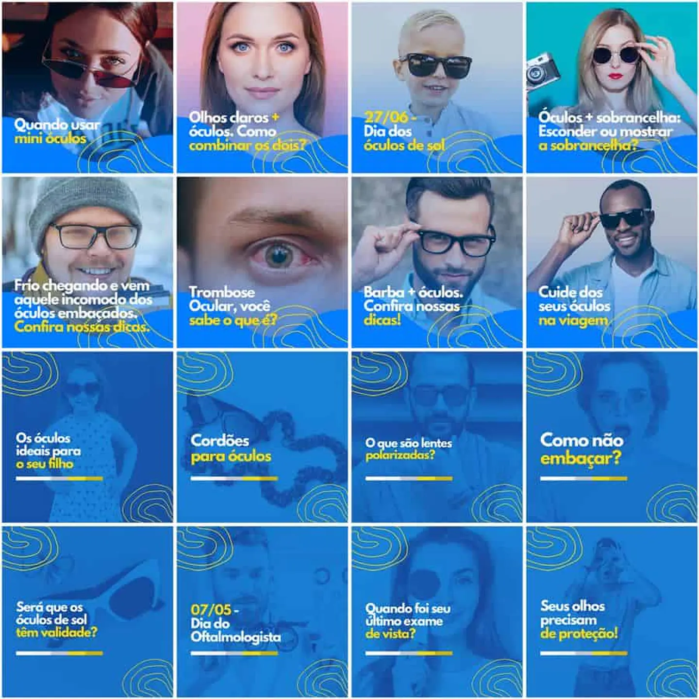 Pack Canva Óticas Oftalmologia Templates Editáveis 200 Artes + Legendas 2