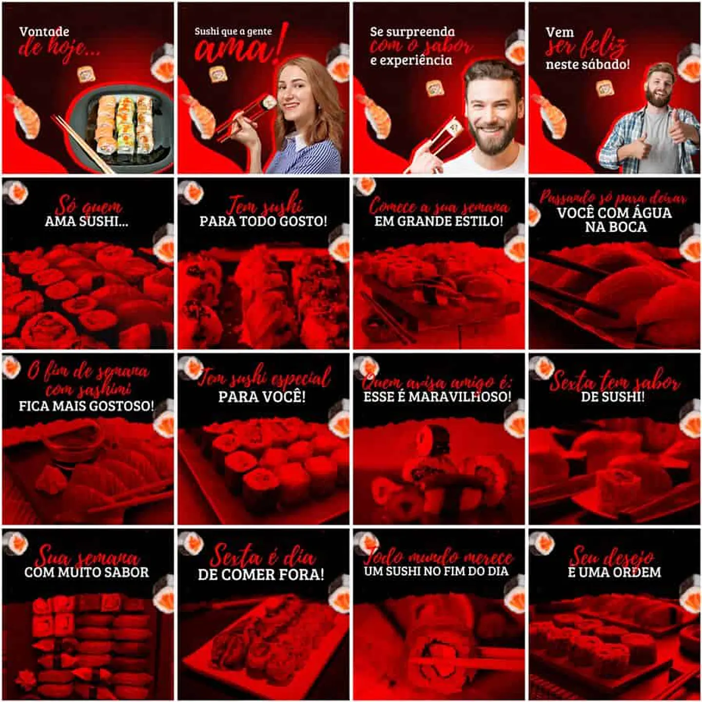 Pack Canva Sushi Templates Editáveis 200 Artes + Legendas 9