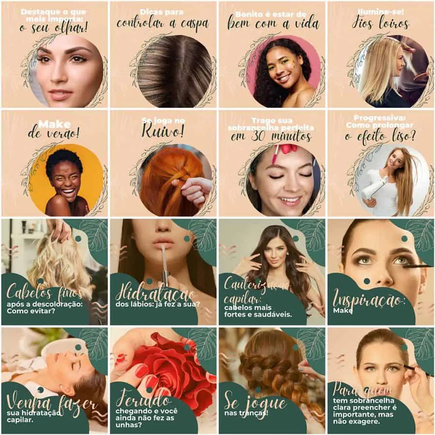 Pack Canva Salão de Beleza Templates Editáveis 200 Artes + Legendas 3