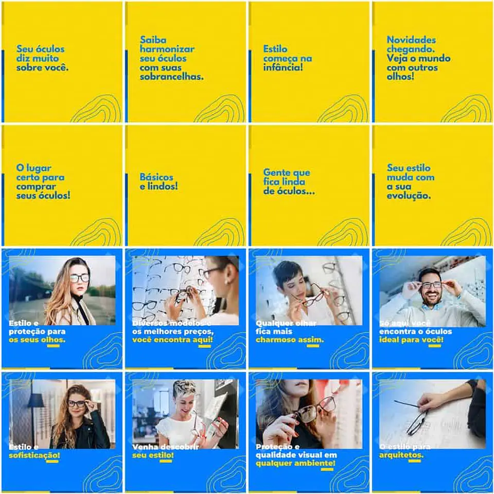 Pack Canva Óticas Oftalmologia Templates Editáveis 200 Artes + Legendas 5