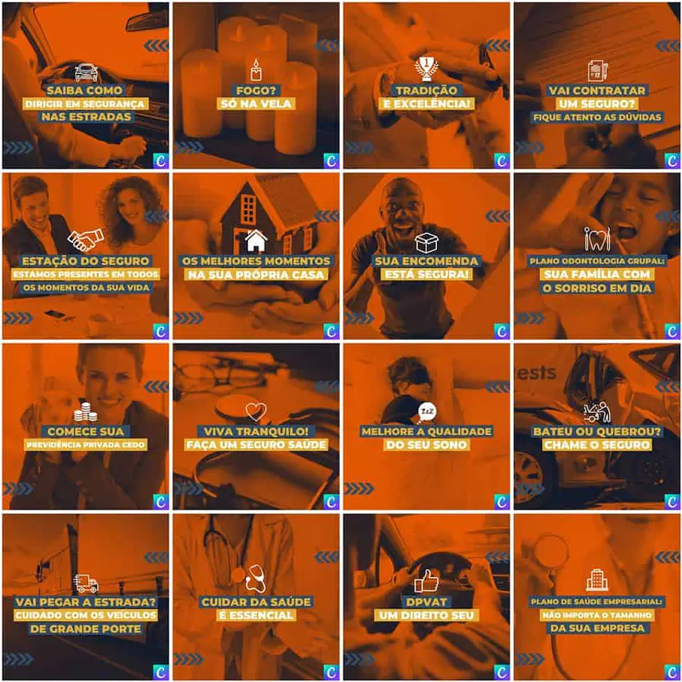 Pack Canva Corretora de Seguros Templates Editáveis 200 Artes + Legendas 8