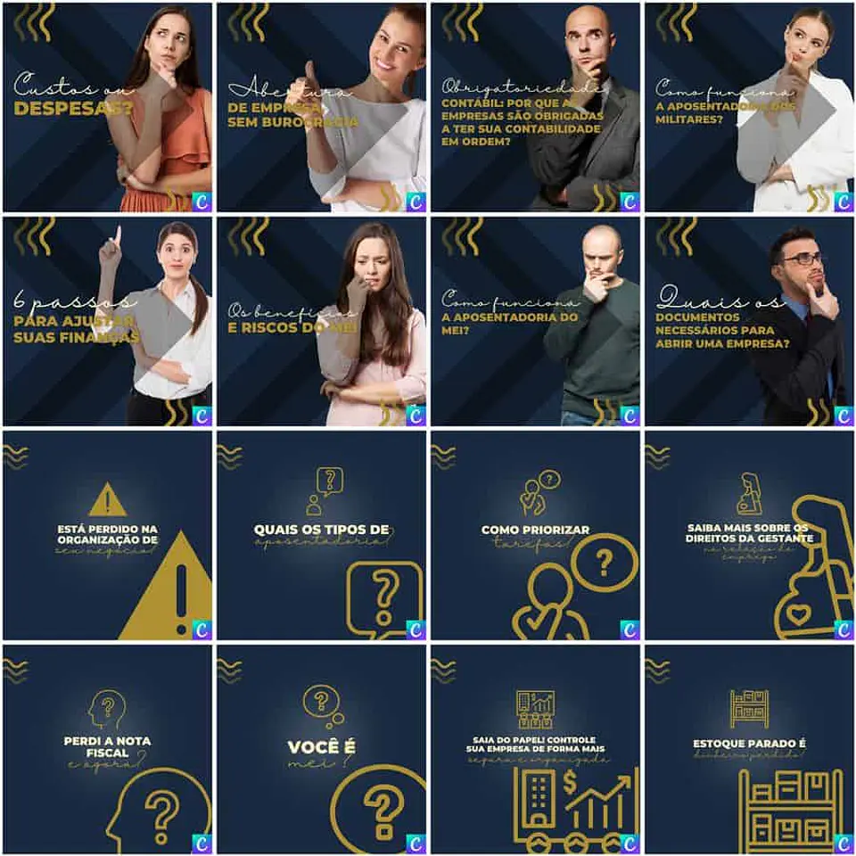 Pack Canva Contabilidade Templates Editáveis 200 Artes + Legendas 10