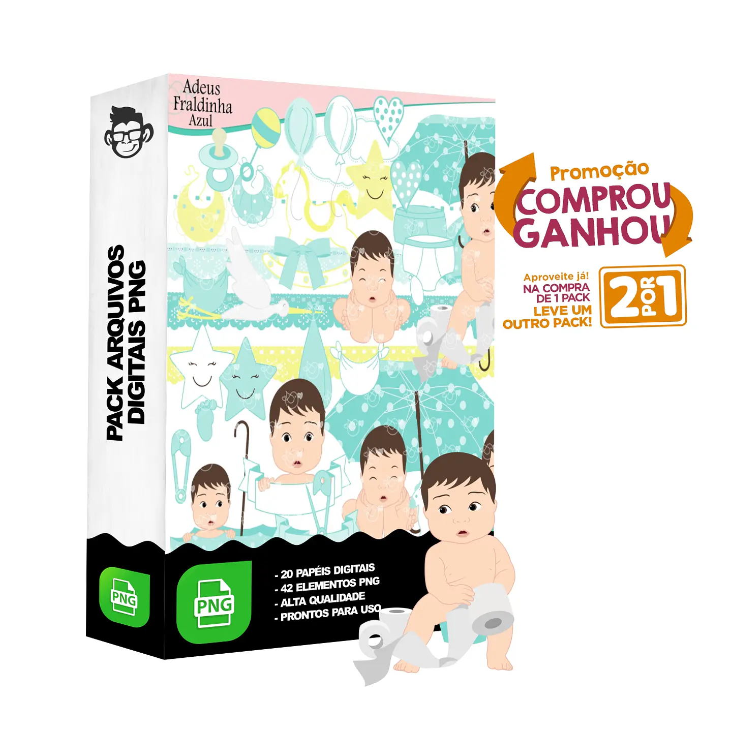Kit Digital Adeus Fraldinha Menino sem fundo Png 1
