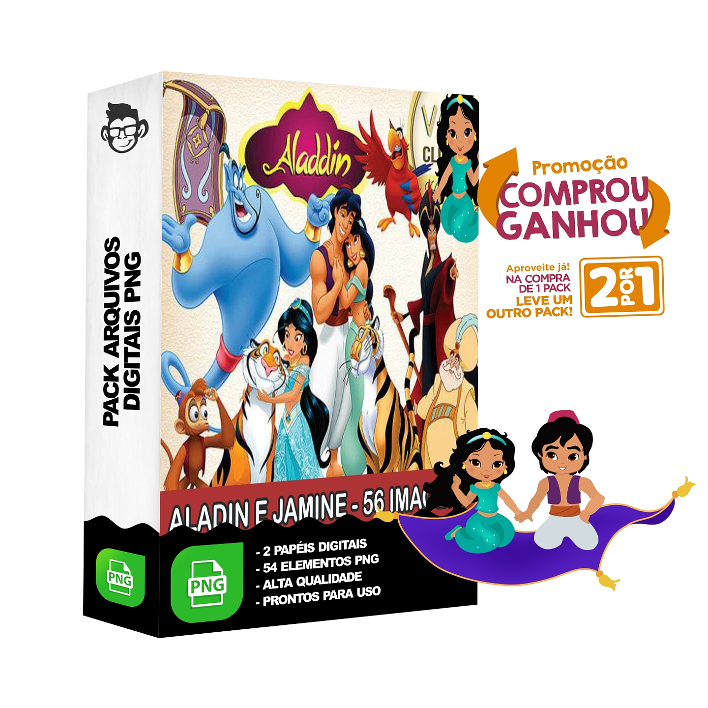 Kit Digital Aladin e Jasmin sem fundo Png 1