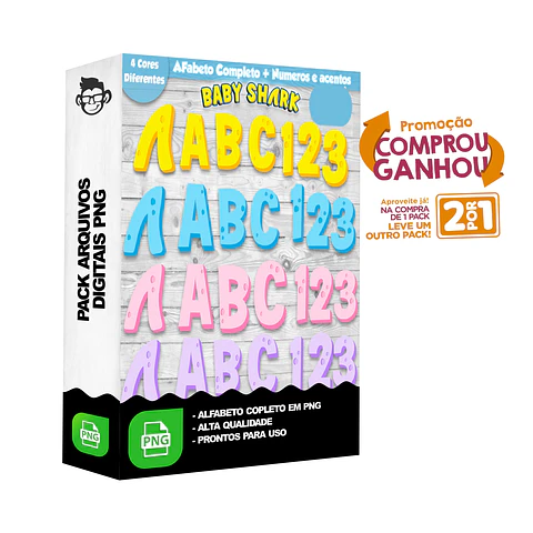 Kit Digital Alfabeto Baby Shark sem fundo Png