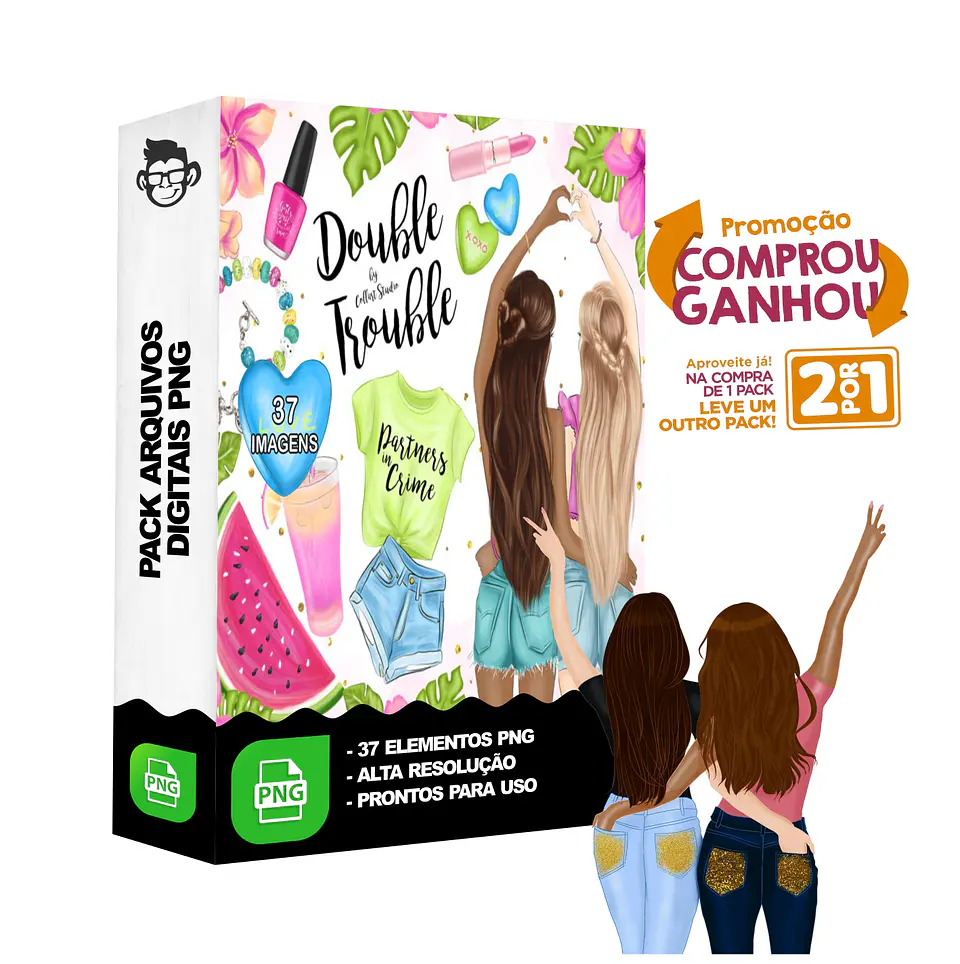 Kit Digital Amigas para Sempre sem fundo Png 1