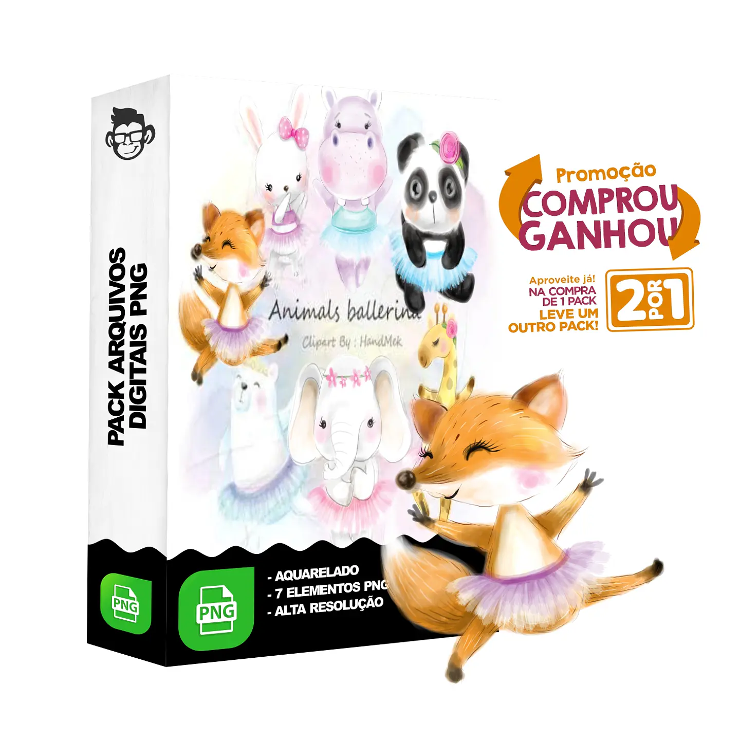 Kit Digital Animais Bailarina sem fundo Png 1