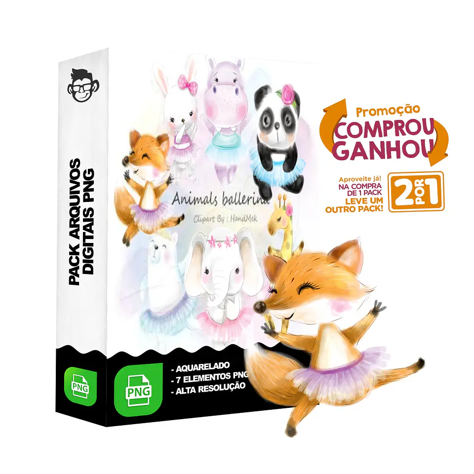 Kit Digital Animais Bailarina sem fundo Png 1