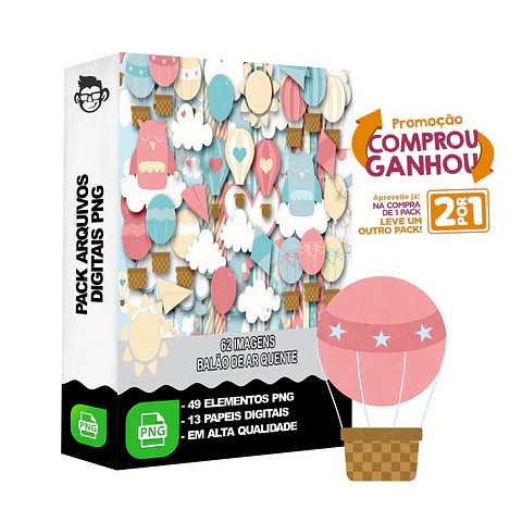 Kit Digital Balão de Ar Quente sem fundo Png
