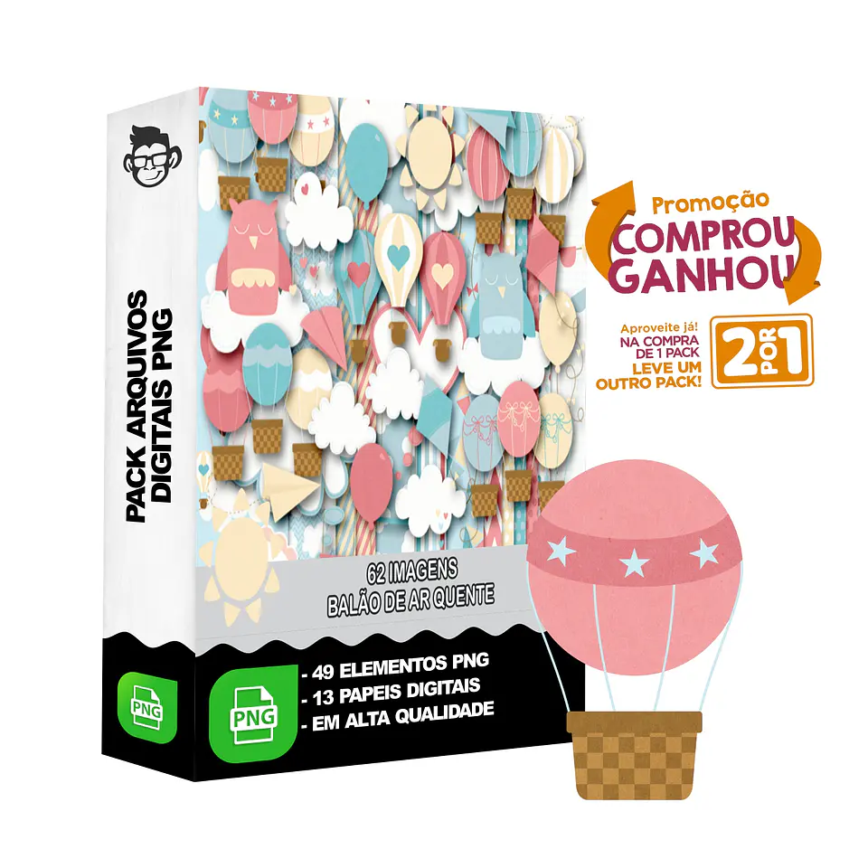 Kit Digital Balão de Ar Quente sem fundo Png 1
