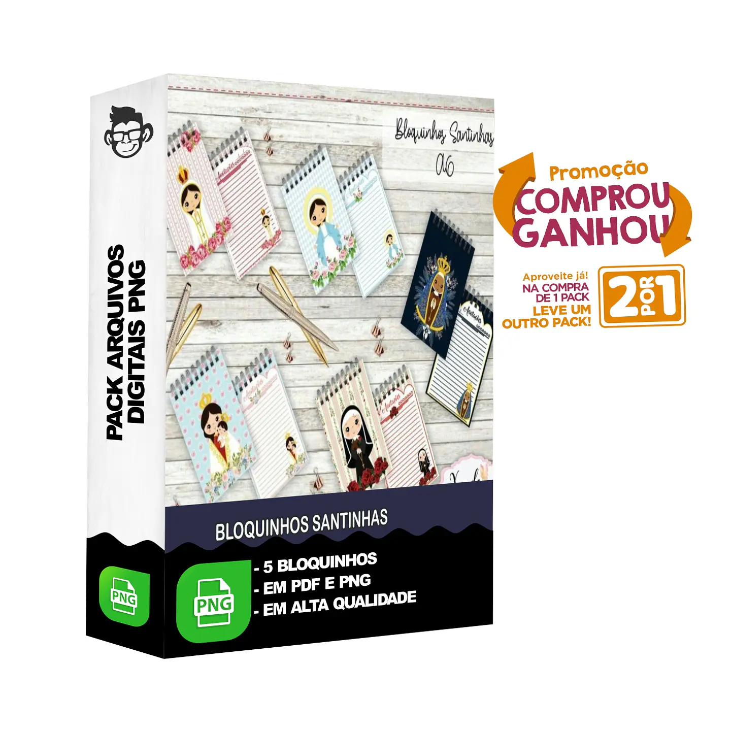 Kit Digital Bloquinhos Santinhas sem fundo Png 1