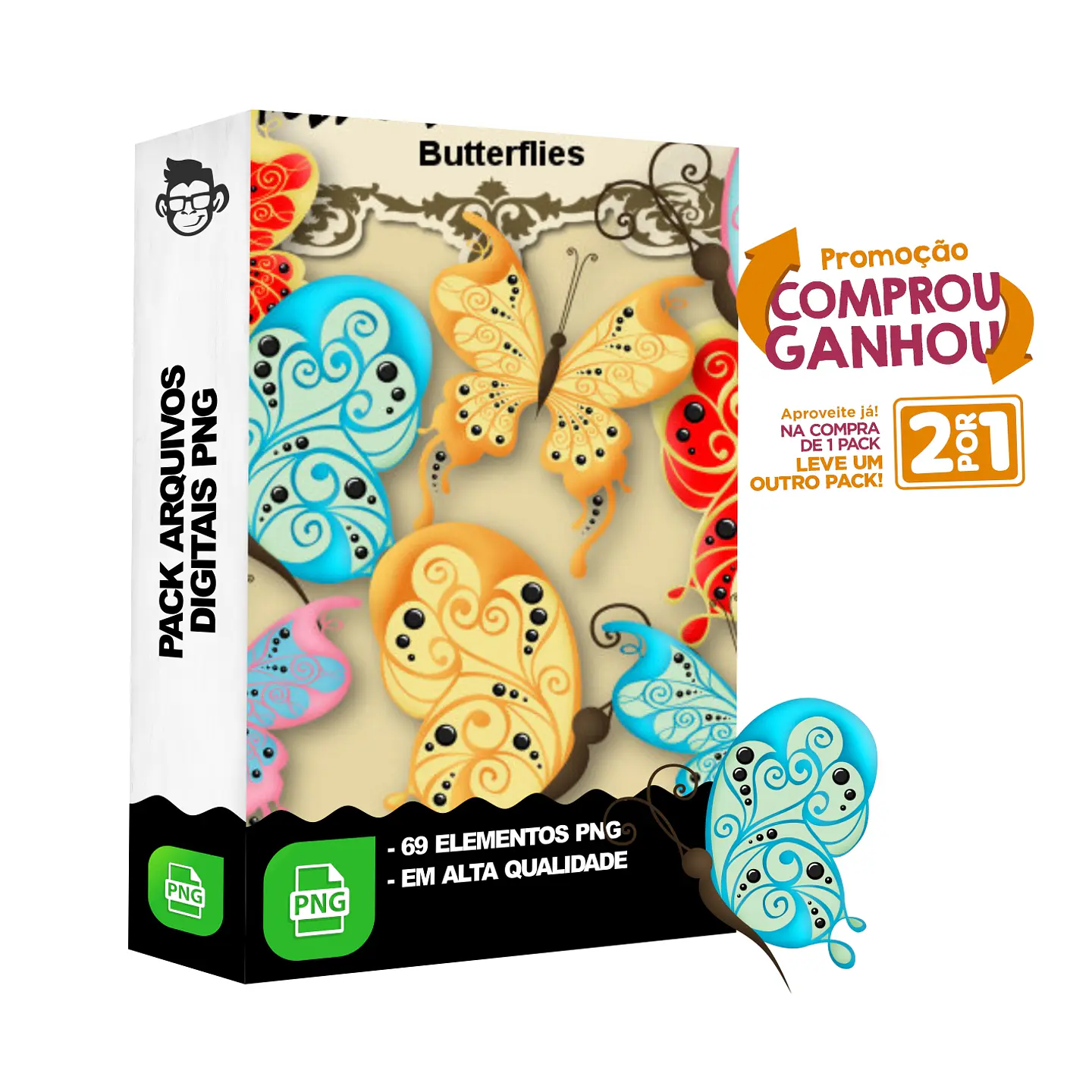 Kit Digital Borboleta sem fundo Png 1