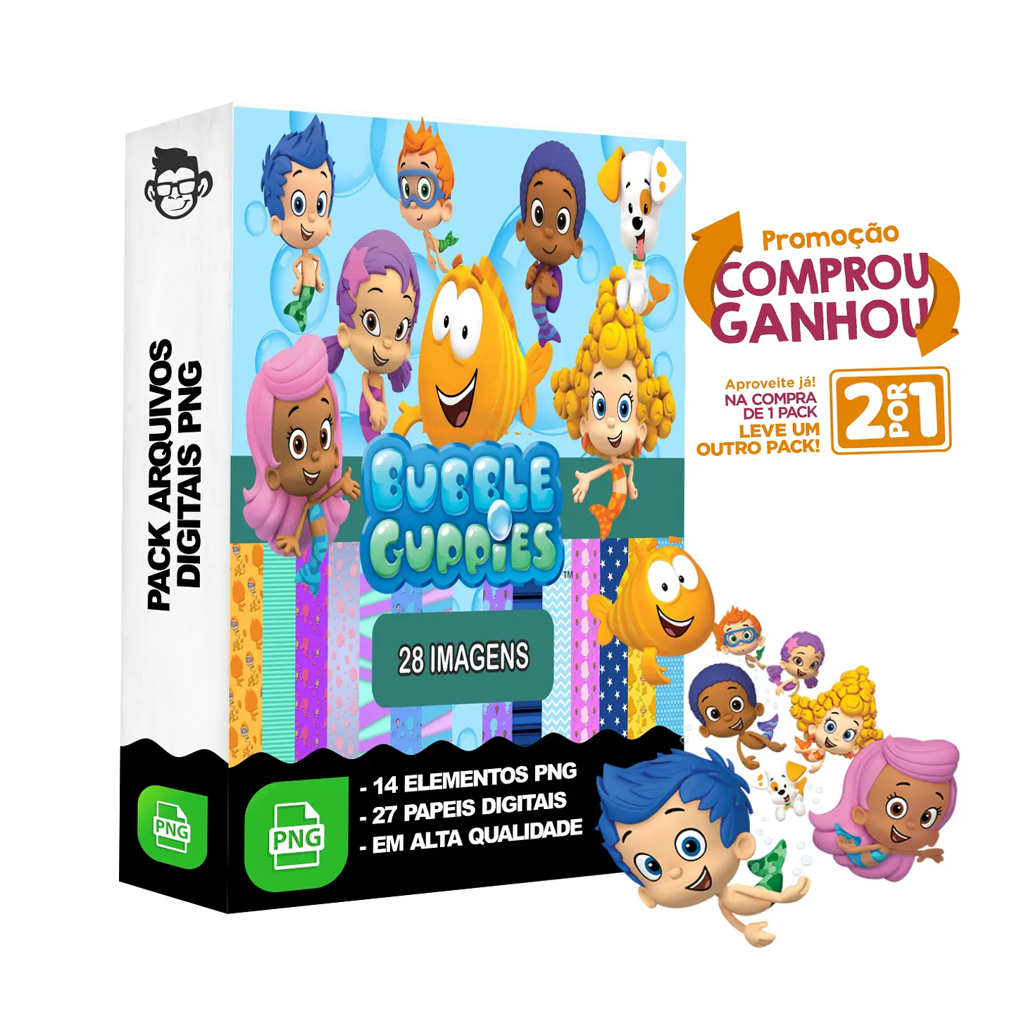 Kit Digital Bublle Guppies sem fundo Png 1