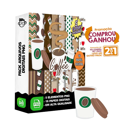 Kit Digital Café sem fundo Png