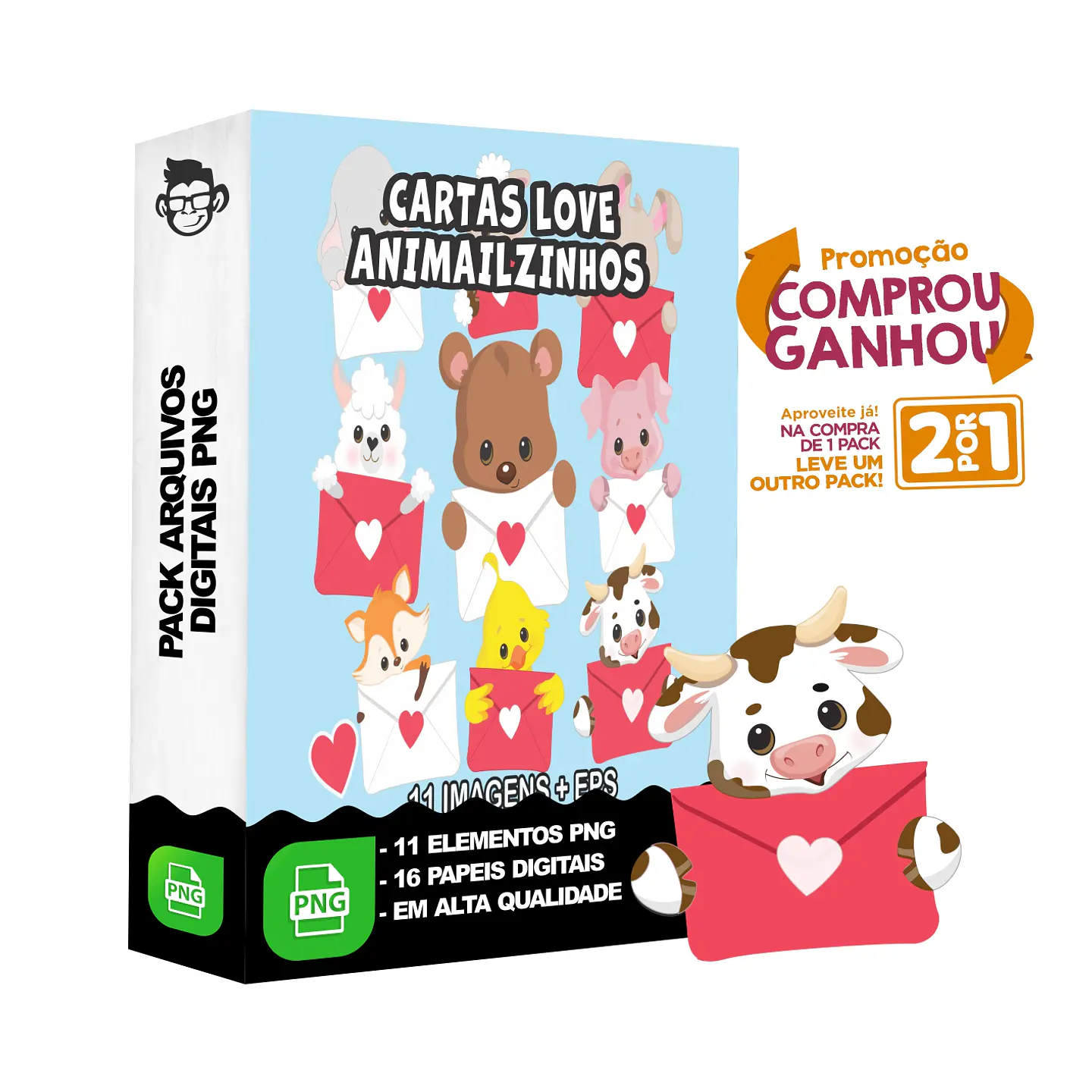 Kit Digital Carta Animalzinhos Animais sem fundo Png 1