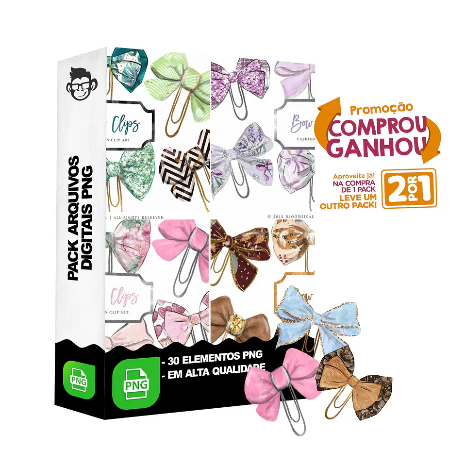 Kit Digital Clip Laços sem fundo Png 1