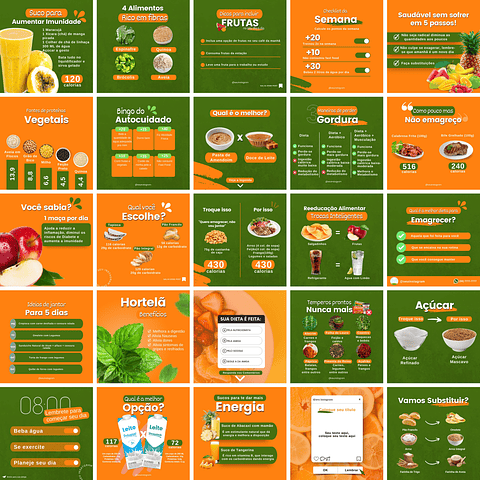 Pack Canva Nutricionista Nutrição 2.0 Templates Editáveis 50 Artes + Bônus