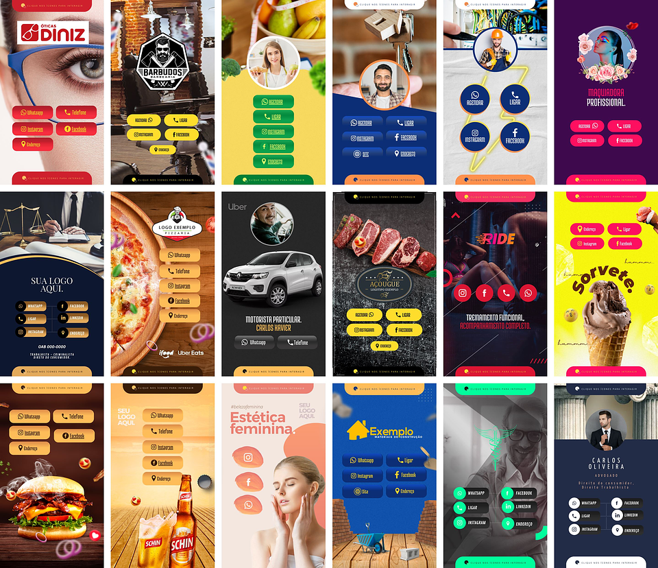 Pack Canva Cartão Interativo Virtual Templates Editáveis 40 Artes + Bônus 1