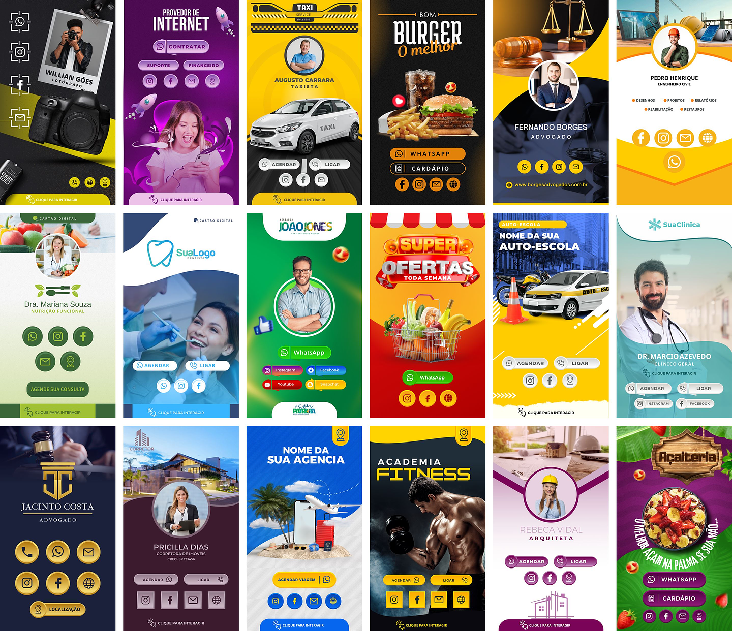 Pack Canva Cartão Interativo Virtual Templates Editáveis 40 Artes + Bônus 2