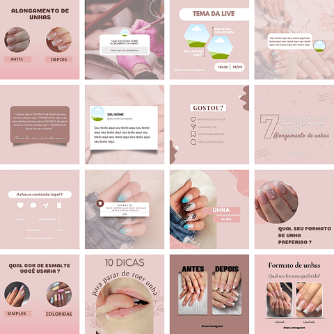 Pack Canva Manicure e Pedicure Templates Editáveis 100 Artes + Bônus