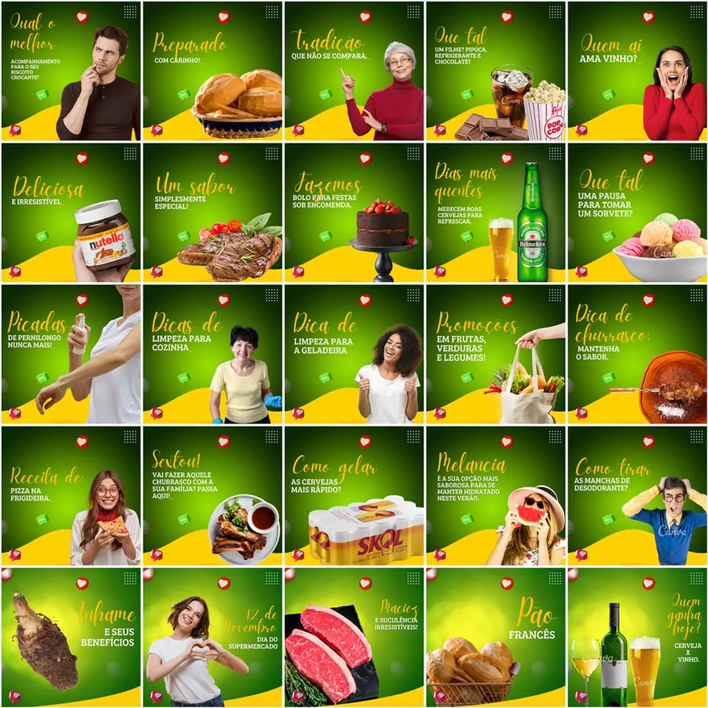 Pack Canva Supermercados Templates Editáveis 200 Artes + Legendas 1