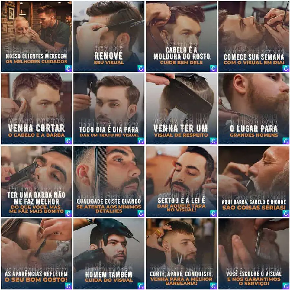 Pack Canva Barbearia Templates Editáveis 200 Artes + Legendas 1