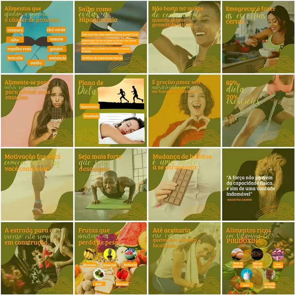 Pack Canva Nutricionista Nutrição Templates Editáveis 200 Artes + Legendas 1
