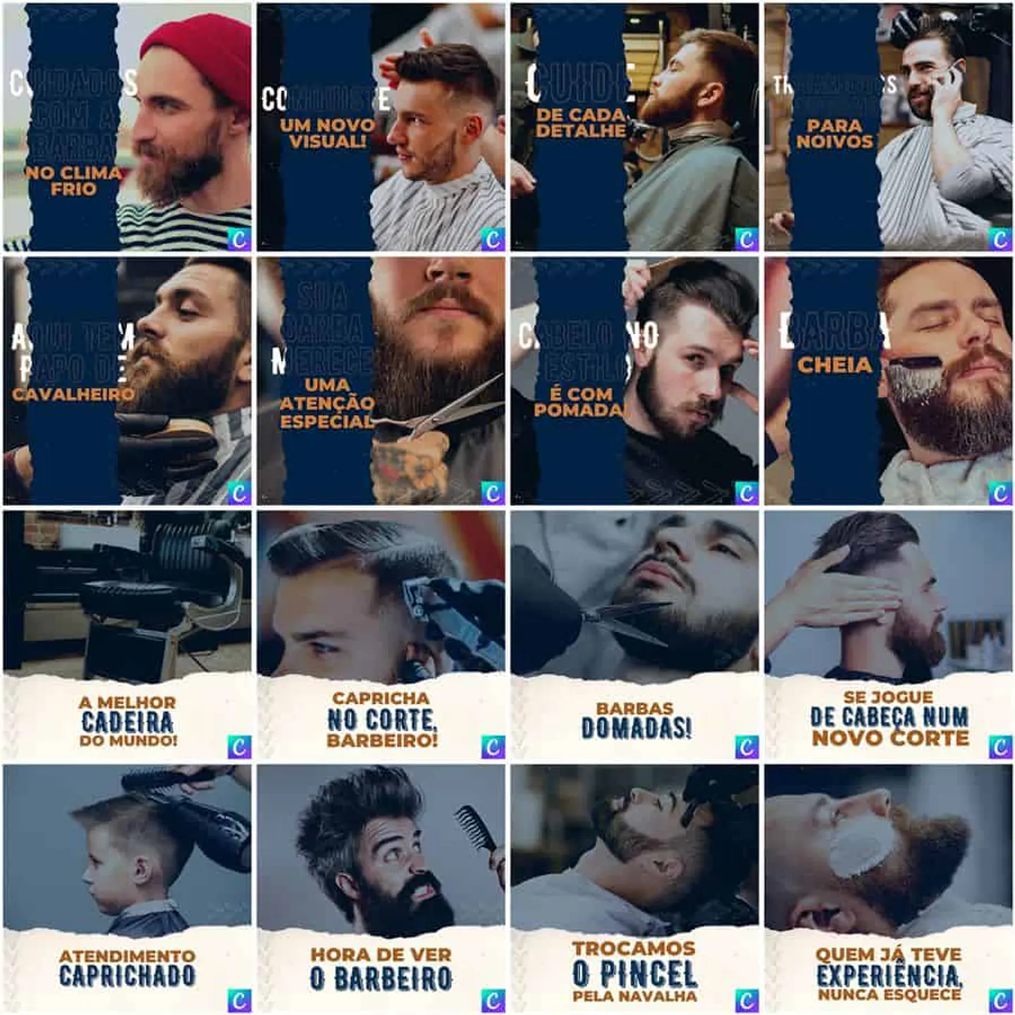 Pack Canva Barbearia Templates Editáveis 200 Artes + Legendas 2