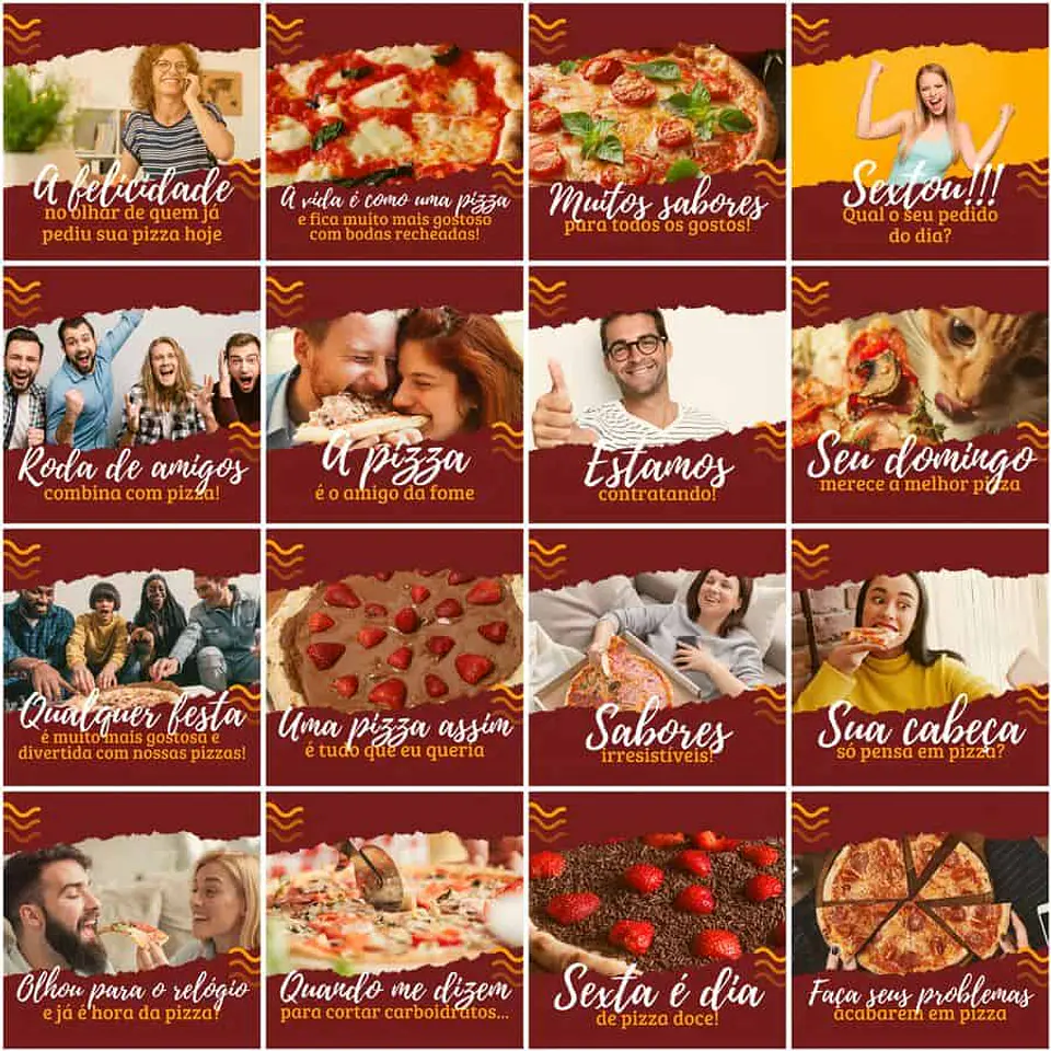 Pack Canva Pizzaria Pizza Templates Editáveis 200 Artes + Legendas 1