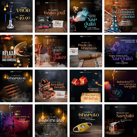 Pack Canva Tabacaria Narguilé Templates Editáveis 30 Artes + Bônus