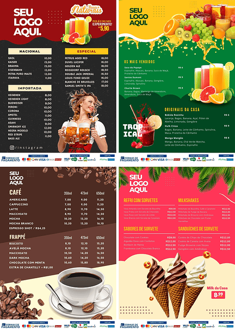 Pack Canva Cardápios Menus Templates Editáveis 10 Artes