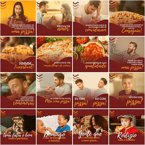 Pack Canva Pizzaria Pizza Templates Editáveis 200 Artes + Legendas