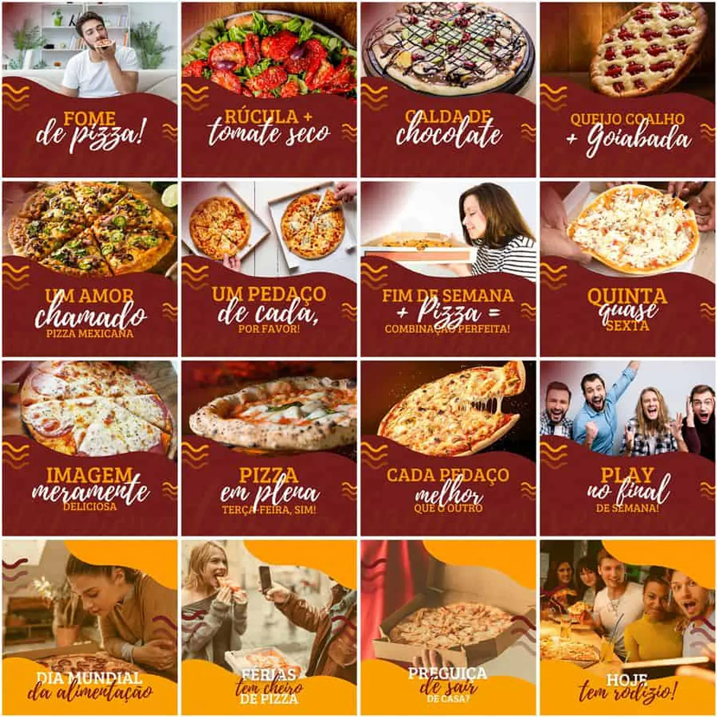Pack Canva Pizzaria Pizza Templates Editáveis 200 Artes + Legendas 4