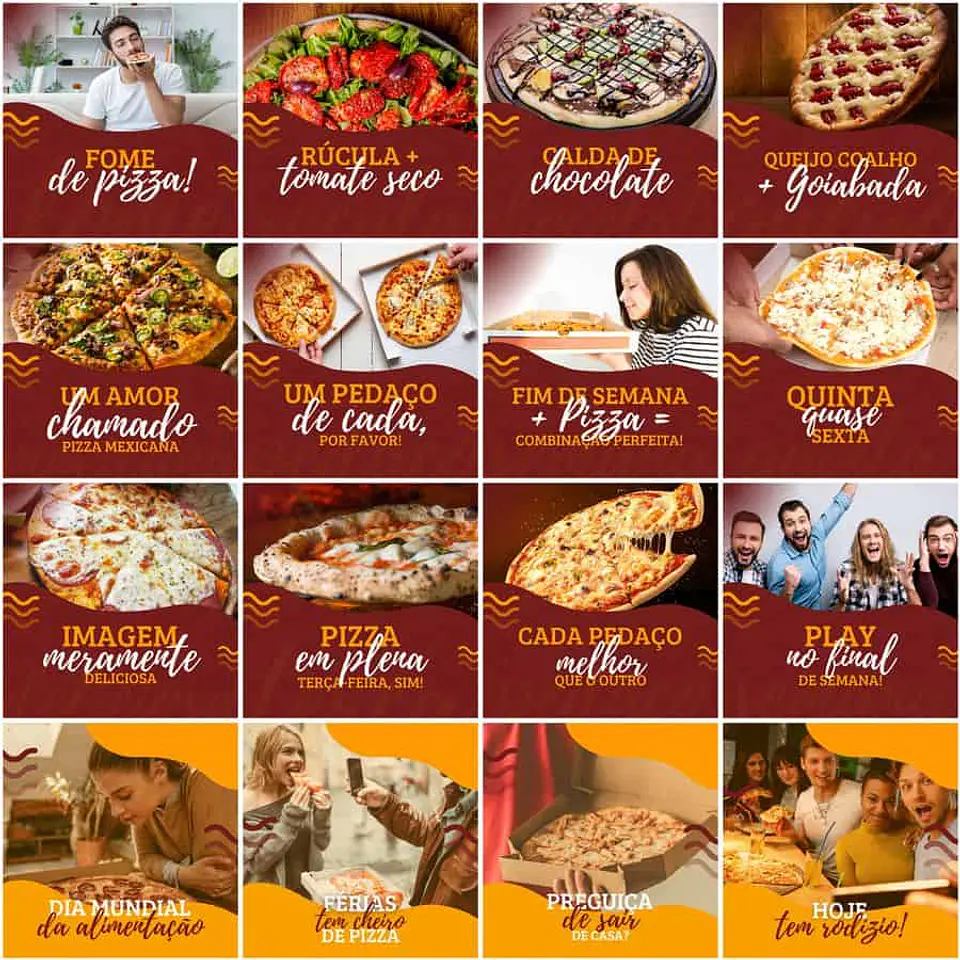 Pack Canva Pizzaria Pizza Templates Editáveis 200 Artes + Legendas 4