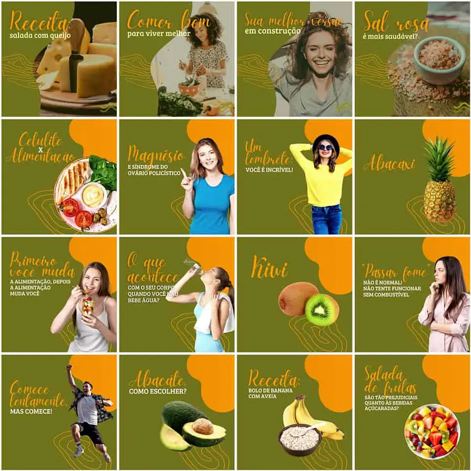 Pack Canva Nutricionista Nutrição Templates Editáveis 200 Artes + Legendas 5