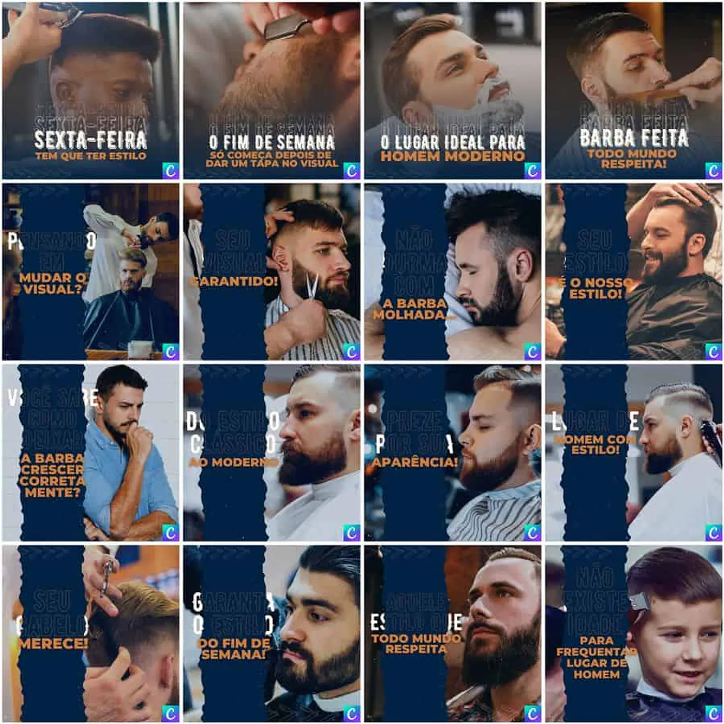 Pack Canva Barbearia Templates Editáveis 200 Artes + Legendas 7