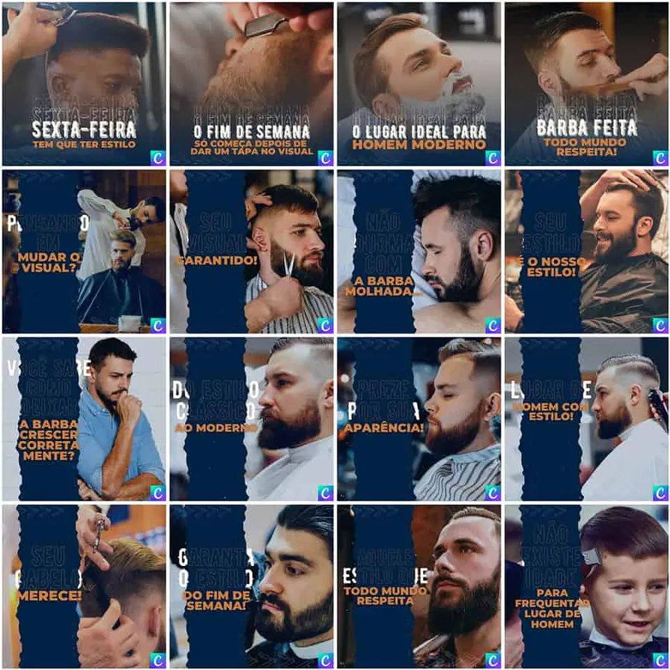 Pack Canva Barbearia Templates Editáveis 200 Artes + Legendas 7