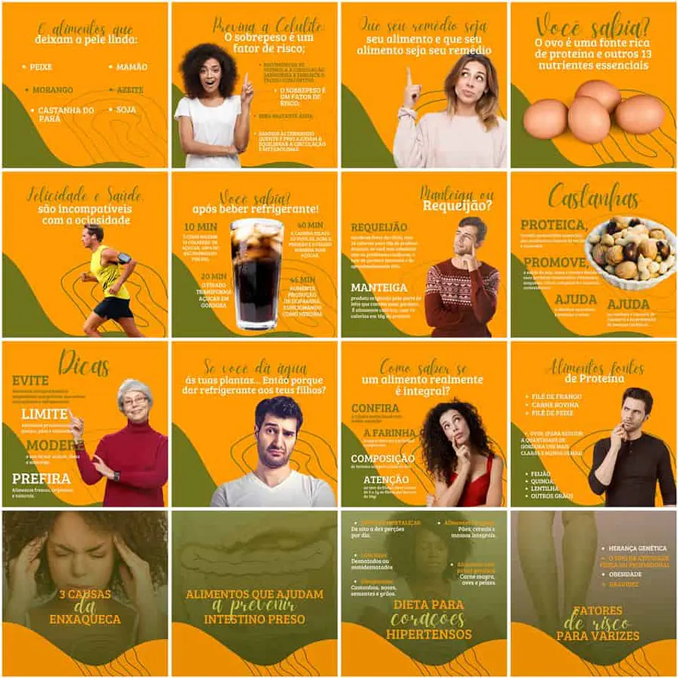 Pack Canva Nutricionista Nutrição Templates Editáveis 200 Artes + Legendas 6